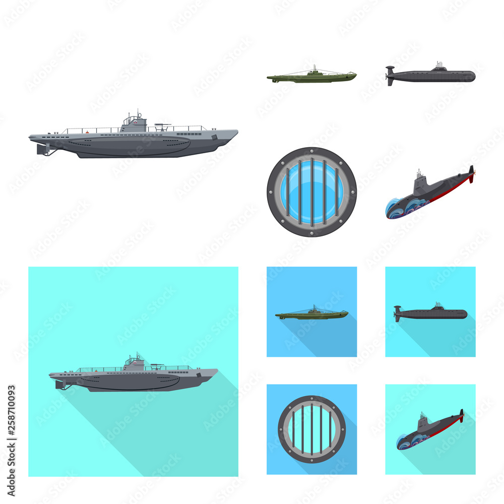 Vector design of war  and ship logo. Set of war  and fleet stock symbol for web.