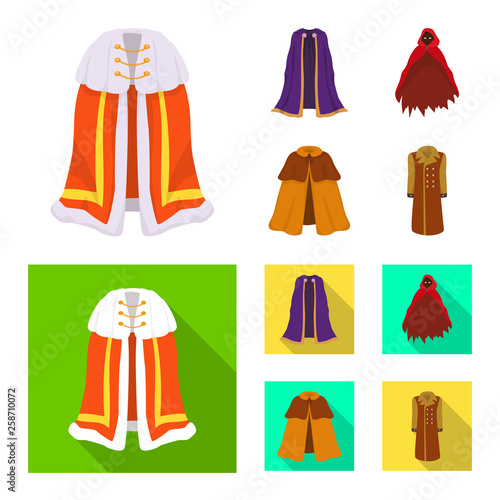 Isolated object of material and clothing icon. Set of material and garment vector icon for stock.