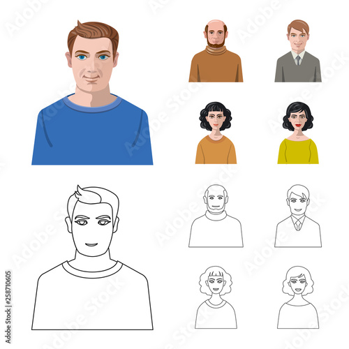 Vector design of hairstyle and profession  logo. Set of hairstyle and character  stock vector illustration.