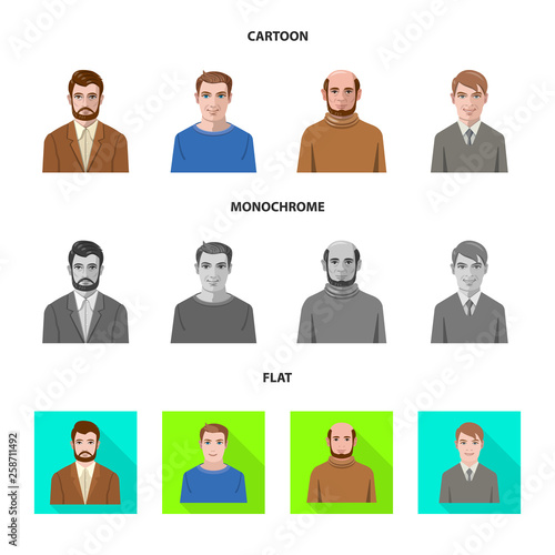 Vector illustration of hairstyle and profession  icon. Collection of hairstyle and character  vector icon for stock.