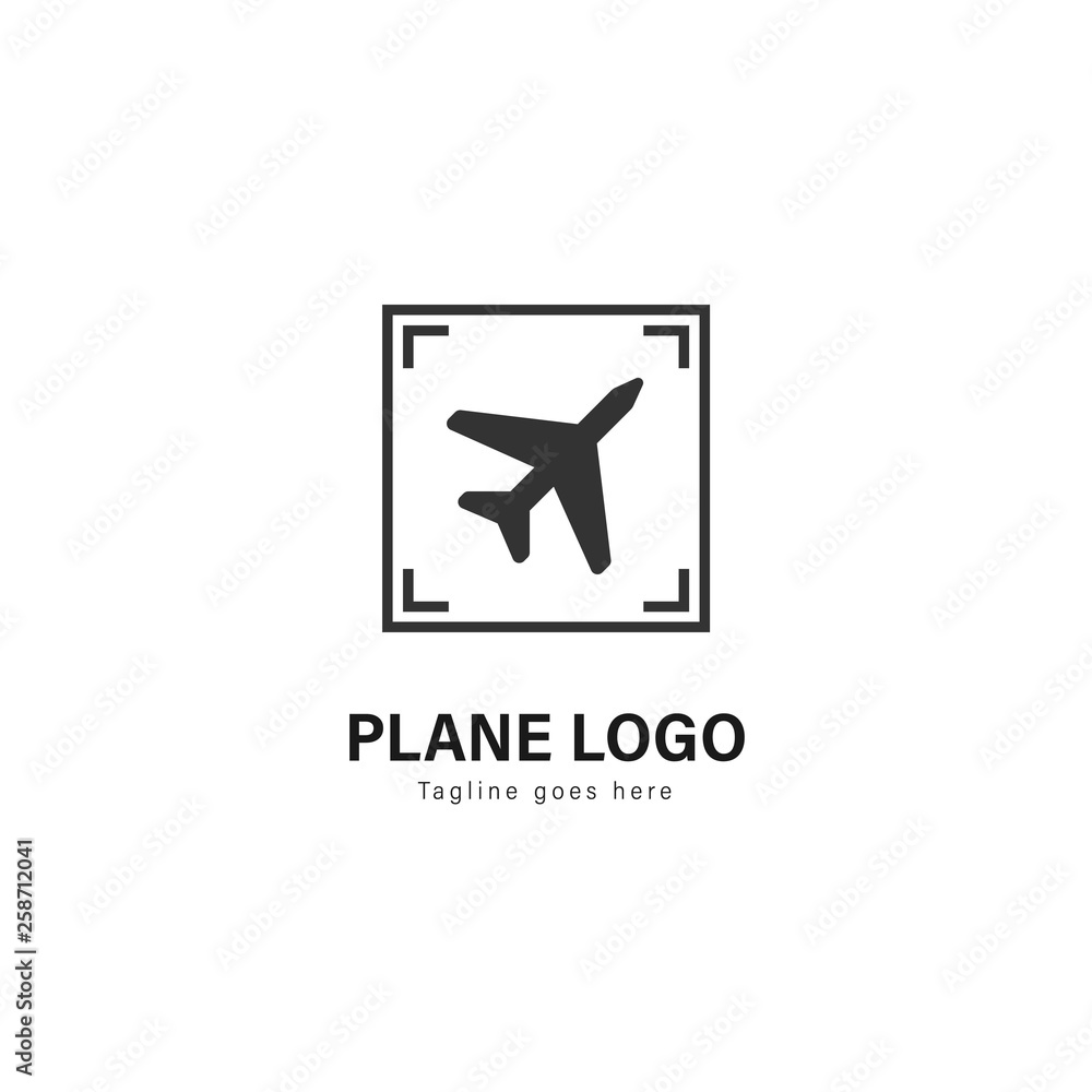 Plane logo template design. Plane logo with modern frame vector design
