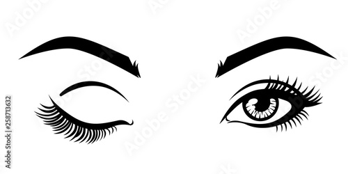 Vector illustration, with closed and open eyes.

