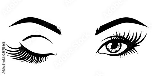 Vector illustration, with closed and open eyes 