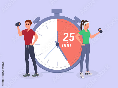 Fitness time flat illustration