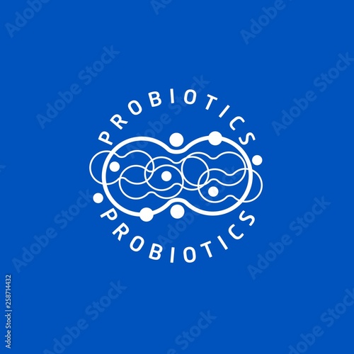 Probiotics logo. Bacteria logo. Concept of healthy nutrition ingredient for therapeutic purposes. Simple flat style trend modern logotype graphic design isolated