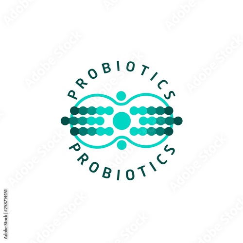 Probiotics logo. Bacteria logo. Concept of healthy nutrition ingredient for therapeutic purposes. Simple flat style trend modern logotype graphic design isolated