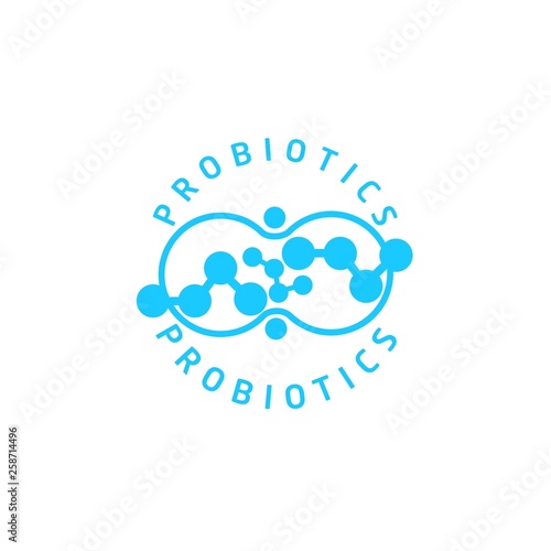 Probiotics logo. Bacteria logo. Concept of healthy nutrition ingredient for therapeutic purposes. Simple flat style trend modern logotype graphic design isolated