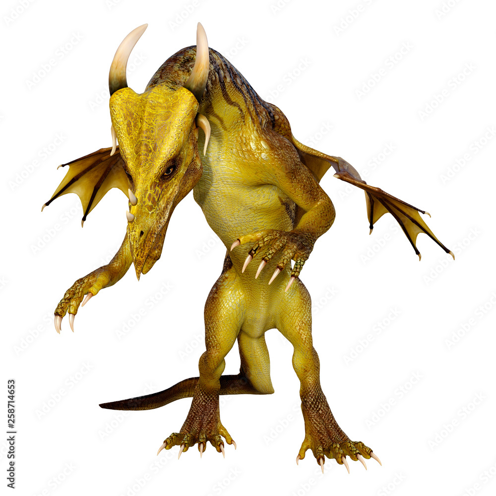 Fototapeta premium 3D Rendering Fairy Tale Dragon on White