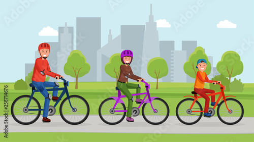 Active family in the park