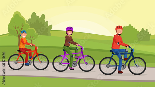 Active family in the park