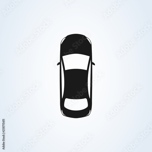 Car top icon view. Vector isolated car illustration