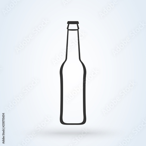 Black glossy wine bottle with highlight . vector icon