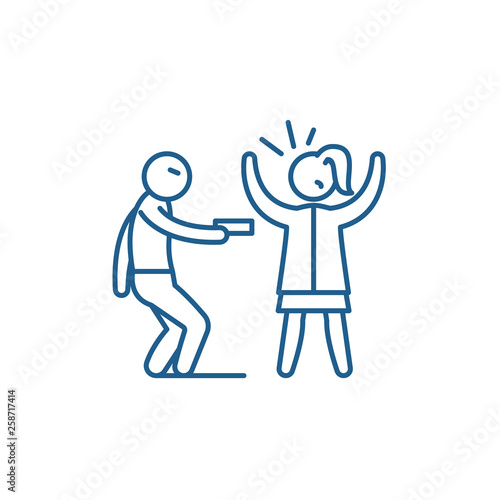 Armed robbery line concept icon. Armed robbery flat  vector website sign, outline symbol, illustration.