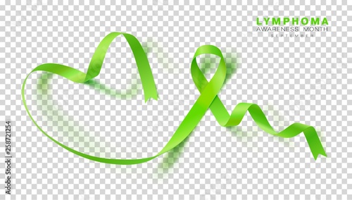 Lymphoma Awareness Month. Lime Green Color Ribbon Isolated On Transparent Background. Vector Design Template For Poster. Illustration.