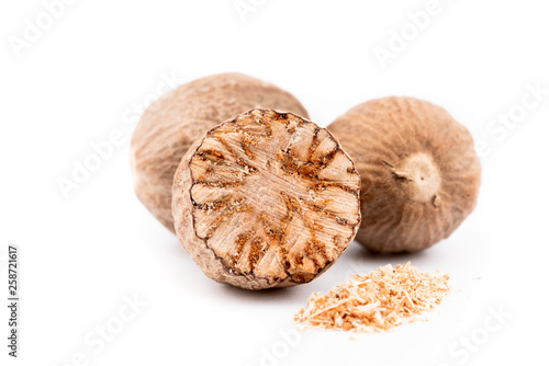 nutmeg on white background