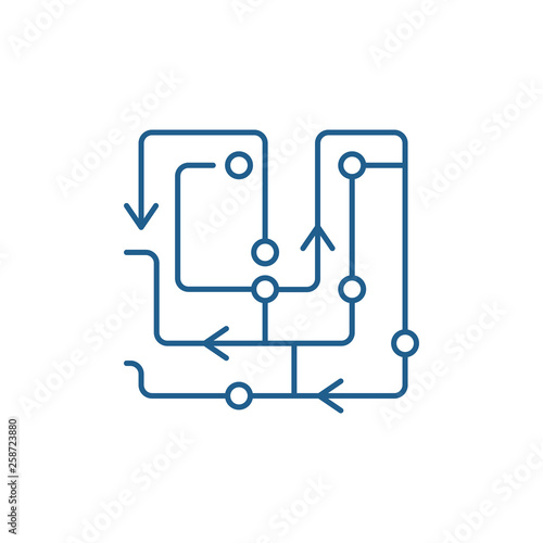 Computer algorithms line concept icon. Computer algorithms flat  vector website sign, outline symbol, illustration.