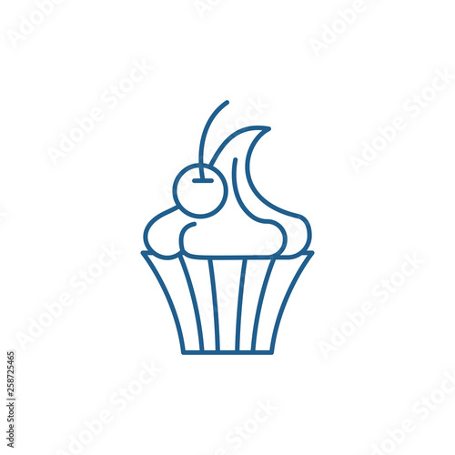 Creme brulee line concept icon. Creme brulee flat  vector website sign, outline symbol, illustration.