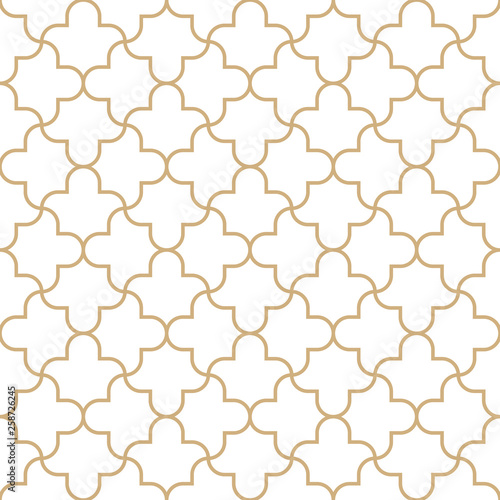 Seamless golden oriental pattern. Geometric linear texture. Vector illustration. Simple tiled texture.