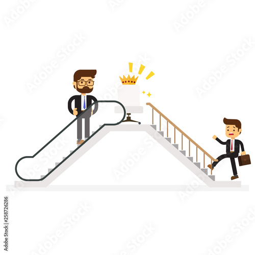 Businessmen who use escalator to success
