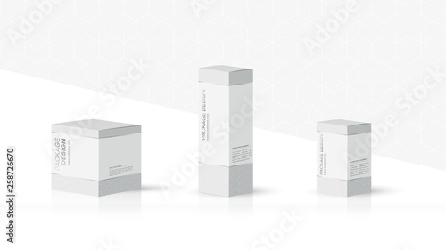 Box, grey packaging template for product vector design illustration