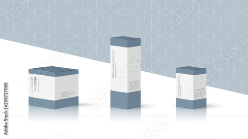 Box, petroleum blue packaging template for product vector design illustration