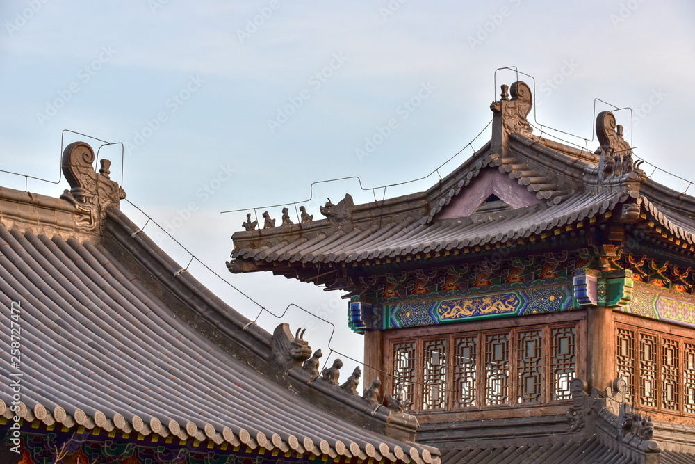 Close-up of Ancient Chinese Architectural Temples Close-up of Ancient Chinese Architectural Temples