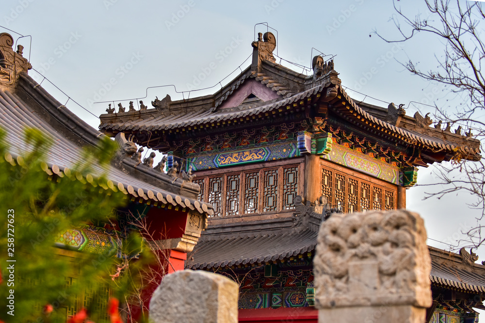 Close-up of Ancient Chinese Architectural Temples