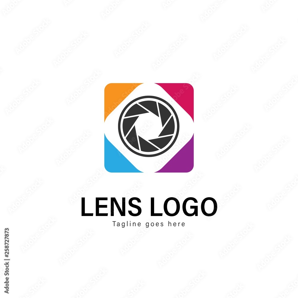 Lens logo template design. Lens logo with modern frame vector design Lens logo template design. Lens logo with modern frame vector design