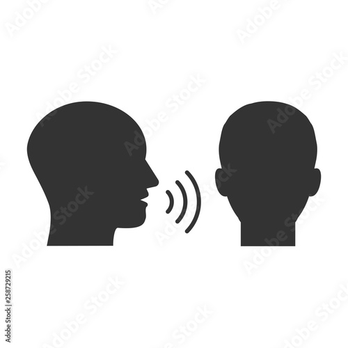 Head, people, listen and speak icon. Vector illustration, flat design.