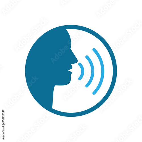 Head, talk, speaking icon. Vector illustration, flat design.
