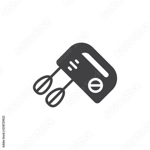 Electric hand mixer vector icon. filled flat sign for mobile concept and web design. Mixer with whisk beaters glyph icon. Symbol, logo illustration. Pixel perfect vector graphics