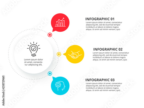 Circle infographic with 3 options. Structure chart.
