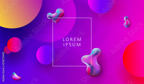 Abstract design with randomly drawn multicolored circles and voluminous colored spots.