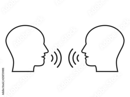 Head, people, listen and speak icon. Vector illustration, flat design.