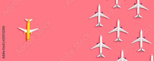 Quadro em tela One out unique toy airplane concept overhead view flat lay