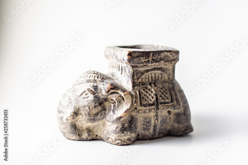 Small elephant candle holder with patina 