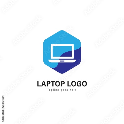 Laptop template design. Laptop logo with modern frame vector design