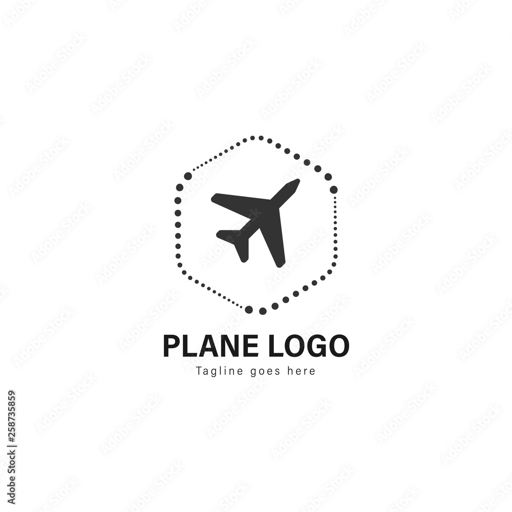 Plane logo template design. Plane logo with modern frame vector design Plane logo template design. Plane logo with modern frame vector design