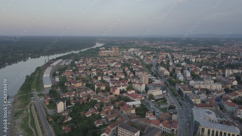 Aerial shot of Brcko district, Bosnia and Herzegovina