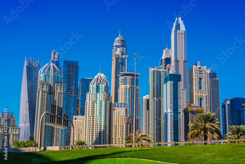 Modern residential architecture of Dubai Marina  UAE