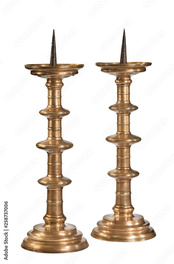 Old antique brass candlesticks