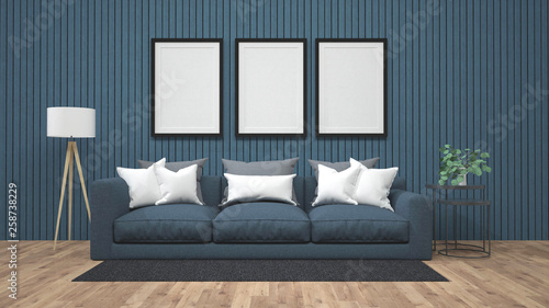 Display poster mockup on concrete wall 3d rendering