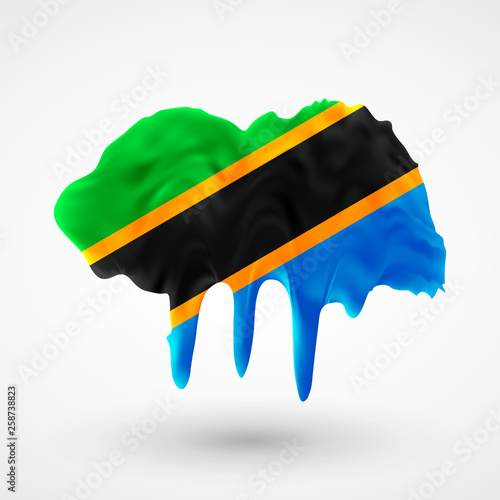 vector isolated Flag of Tanzania painted colors