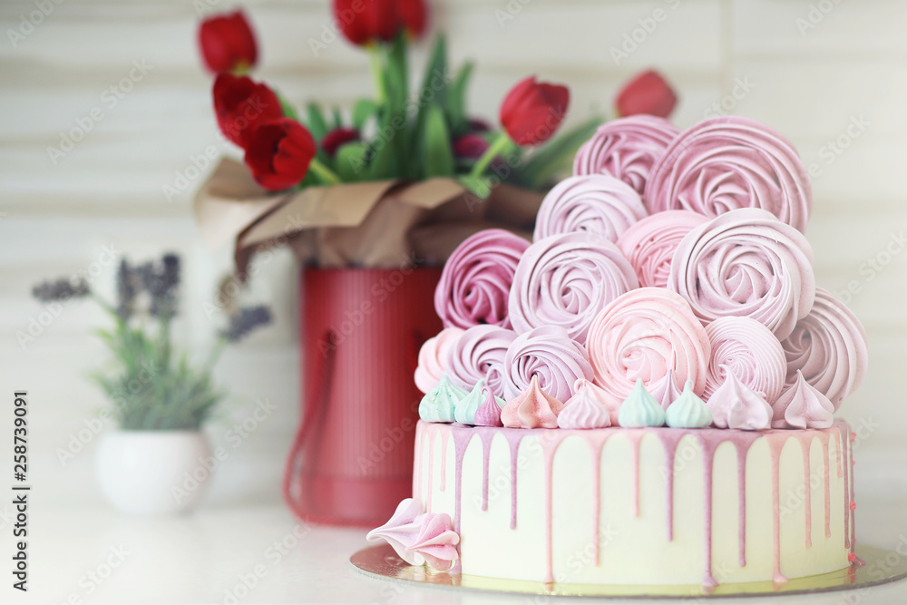 Beautiful festive cake biscuit with different creams Beautiful festive cake biscuit with different creams