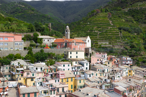 old italian village, surrounded by vineyard, Cinque Terre, Liguria, Italy