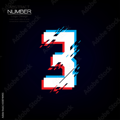 Modern number three template  abstract of character vector