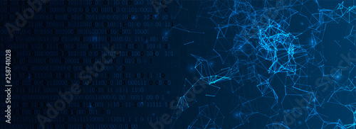 Abstract polygonal vector background with connecting dots and lines. Digital data visualization.