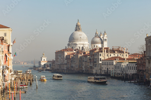 Grand Canal (Canal Grande). Foggy view from brige of Rialto © dimamoroz