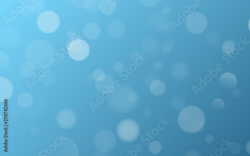 Light effect blue glares bokeh. Abstract lights bokeh on blue background. Blue gradient. Blurred lights. Snowfall effect. Blurry spots. Vector illustration.