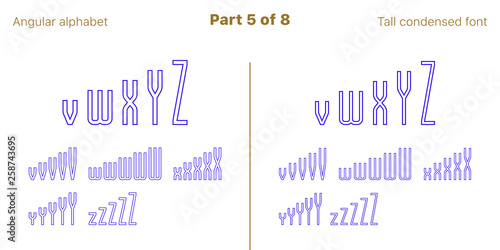 Condensed outlined sans serif font Angular, Vector